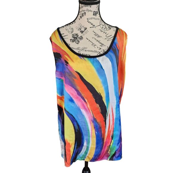 Cha Cha Vente Tank Top Women's Size 2X Colorful Sleeveless Blouse - Picture 2 of 11